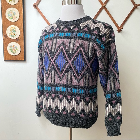 Vintage 1980s Geometric Knit Sweater Small - Picture 14 of 14